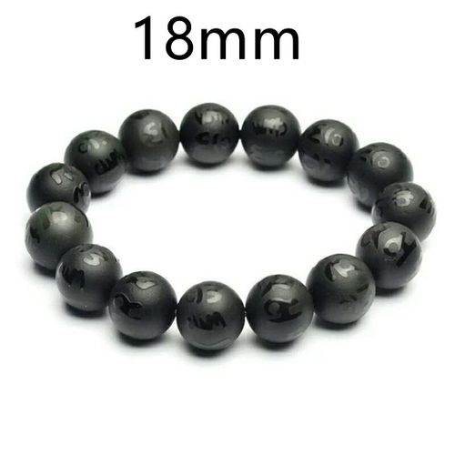 Bracelet En Obsidienne Naturelle Pour Femmes Et Hommes, Cadeau De Guérison, Cristal, Mantra À Six Mots, Perles Noires, Bijoux En Pierre Aaaaa 10mm 12mm 14mm 16mm