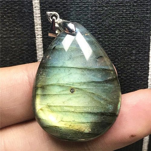 Pendentif En Labradorite Naturelle Jaune Clair, Bijoux Pour Femmes Et Hommes, 33x25x8mm, Perles Goutte D'eau, Cristal Argent, Pierre De Lune, Aaaaa