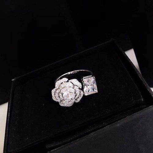 Bague En Argent Sterling 925 Pur Pour Femmes, Bague En Diamant Cz Avec Fleur De Camélia, Bijoux De Mariage, Bague De Fiançailles Rose De Luxe