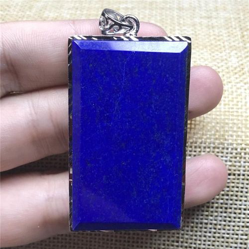 Pendentif Lapis Lazuli Bleu Naturel Pour Hommes Et Femmes, Pierres Rectangulaires En Cristal, Perles En Argent De 50x30x8mm, Bijoux En Pierre Précieuse Aaaaa