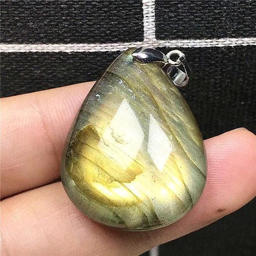 Pendentif En Labradorite Naturelle Jaune Clair, Bijoux Pour Femmes Et Hommes 31x24x9mm, Perles En Cristal Argenté, Goutte D'eau, Pierre De Lune Aaaaa