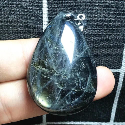 Pendentif En Labradorite Naturelle Jaune Et Bleu, Bijoux Pour Homme Et Femme, 41x28x10mm, Perles En Cristal Argenté, Goutte D'eau, Pierre De Lune, Aaaaa
