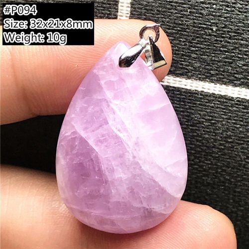 Pendentif Kunzite Violet Naturel, Bijoux Pour Hommes Et Femmes, Cristal Oeil De Chat, Perles En Argent Rares, Goutte D'eau Reiki, Pierre Précieuse Aaaaa