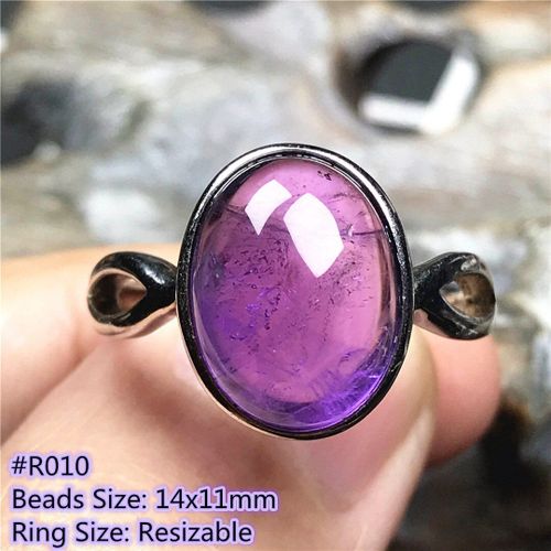 Bague En Améthyste Violette Naturelle, Bijoux En Argent Sterling Pour Femmes Et Hommes, Quartz, Cristal De Guérison, Perles Porte Bonheur, Pierre Ajustable Aaaaa
