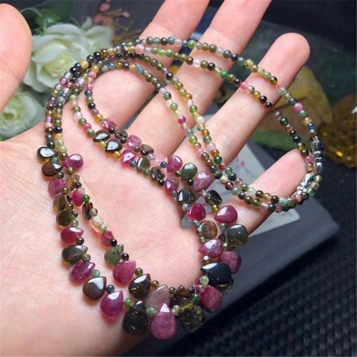 Collier En Quartz Tourmaline Naturelle 3mm Pour Femmes Et Hommes, Perles En Cristal, Bijou Reiki En Pierres Précieuses Aaaaa