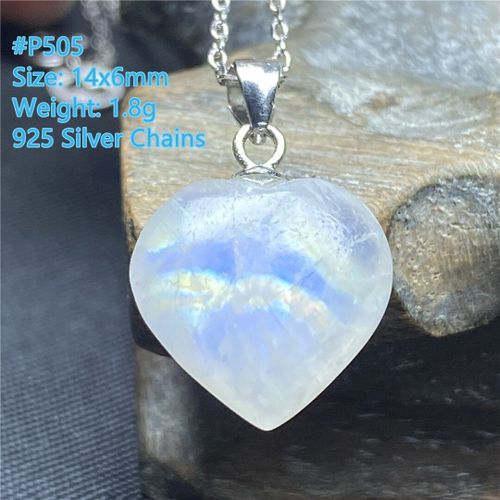 Collier Avec Pendentif En Pierre De Lune En Forme De C¿Ur, Bijou Pour Homme Et Femme, En Cristal Bleu Clair, 14x6mm, Chaînes En Argent 925, Aaaaa