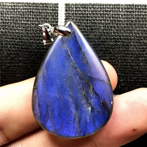 Pendentif En Labradorite Bleue Naturelle Pour Femme Et Homme, Perles En Cristal 35x25x7mm, Argent Reiki, Bijoux En Pierres Précieuses, Aaaaa