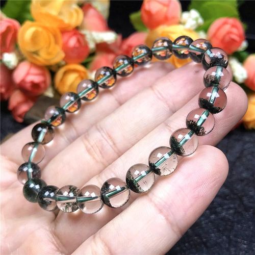 Bracelet À Quartz Fantôme Vert Naturel Pour Femmes Et Hommes, 7mm, Perles Rondes En Cristal, Cadeau De Richesse, Pierres Précieuses Reiki, Brins De Bijoux Aaaaa