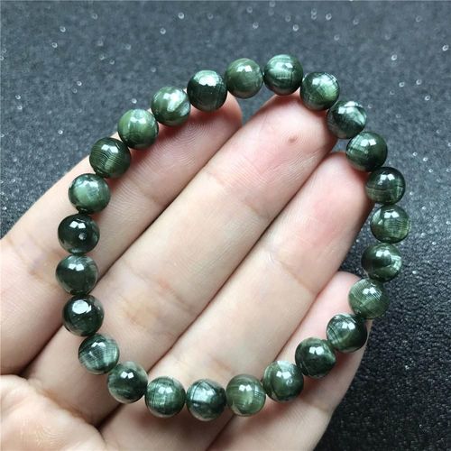 Bracelet Seraphinite Vert Naturel 6mm Pour Femme Et Homme, Perles Rondes En Cristal, Bijoux En Pierres Précieuses, Extensible, Aaaaa