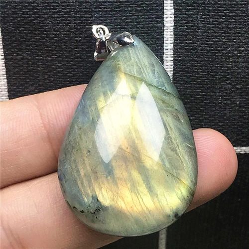 Pendentif En Labradorite Naturelle Pour Homme Et Femme, 40x26x9mm, Perles En Argent Jaune Clair, Cristal, Goutte D'eau, Pierre De Lune, Aaaaa