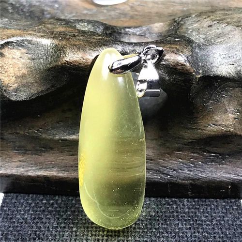 Pendentif En Pierre D'ambre Jaune Naturelle Pour Femme Et Homme, Bijoux En Cristal 27x10x7mm, Perles En Argent, Pierres Précieuses Aaaaa
