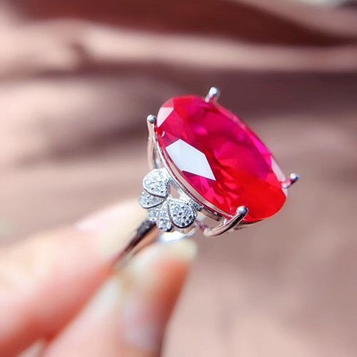 Bague En Argent Sterling 925 Incrustée De Corindon Rouge Pour Femmes, Bijoux Tendance Et Populaire