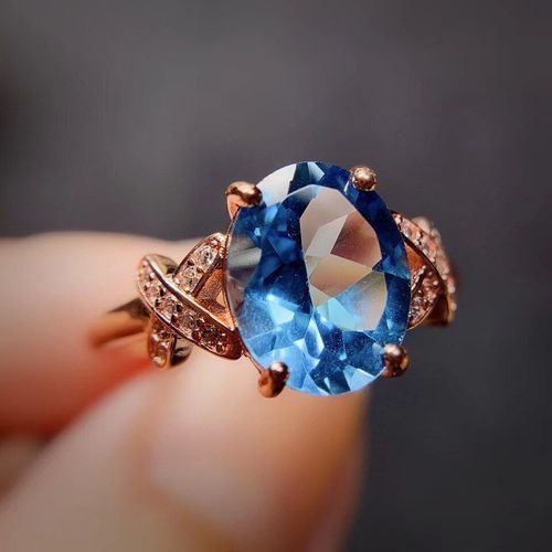 Bague En Topaze Bleue Et Rose Incrustée En Argent Sterling 925 Pour Femmes, Bijoux De Boutique, Détection De Support Populaire