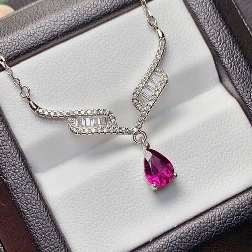 Collier En Argent Sterling 925 Incrusté De Grenat Naturel Pour Femme, Pendentif, Test De Mode