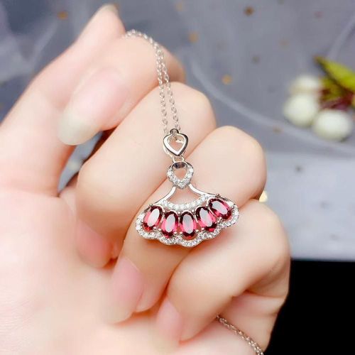 Collier En Argent Sterling 925 Incrusté De Grenat Naturel Pour Femme, Pendentif, Test De Mode