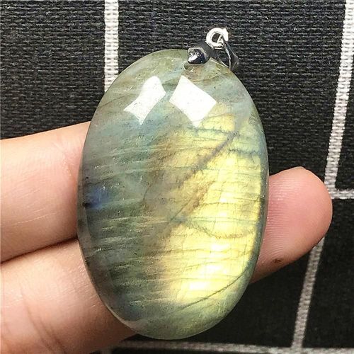 Pendentif En Labradorite Jaune Naturelle Pour Homme Et Femme, 40x27x9mm, Perles Ovales, Cristal En Argent, Forme D'¿Uf, Pierre De Lune, Aaaaa