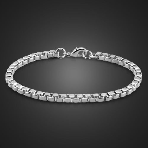 Bracelet En Argent Sterling 925 Pour Hommes Et Femmes, 4mm, 7 À 9 Pouces, Boîte De Chaîne, En Argent Massif 100%, Bijoux De Charme Pour Garçons, Cadeau À La Mode