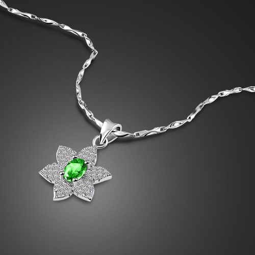 Collier Ras Du Cou En Argent Sterling 100% Pour Femmes, Pendentif En Zircon Vert, Plante De Tournesol, Élégant, À La Mode, Cadeau, 925