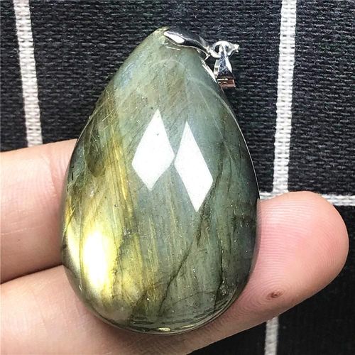 Pendentif En Labradorite Naturelle Pour Homme Et Femme, Bijoux En Argent Jaune Clair, 40x26x10mm, Goutte D'eau, Pierre De Lune, Aaaaa