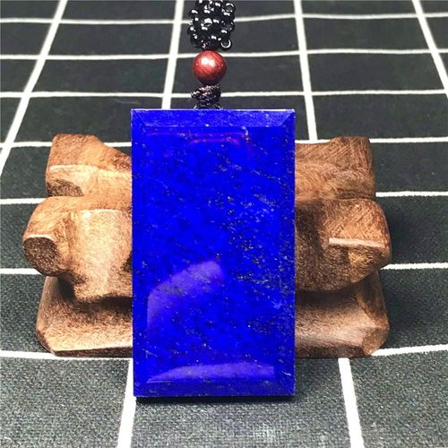 Collier En Lapis Lazuli Bleu Naturel, Pendentif, Bijoux Pour Femmes Et Hommes, Cristal Rectangulaire, Chaîne En Corde Reiki, 52x30x7mm, Aaaaa