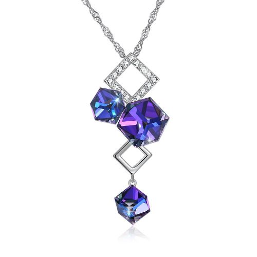 Collier Avec Pendentif En Argent Sterling 925 Pour Femmes, Losange, Cristal Autrichien Et Zircone Cubique, Bijoux Fins