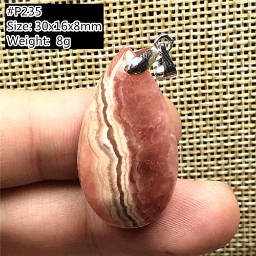 Collier Pendentif En Pierre De Rhodochrosite Rouge Naturelle, Bijoux Pour Femmes Et Hommes, Goutte D'eau En Argent, Perles En Cristal D'argentine, Pierre Précieuse Aaaaa