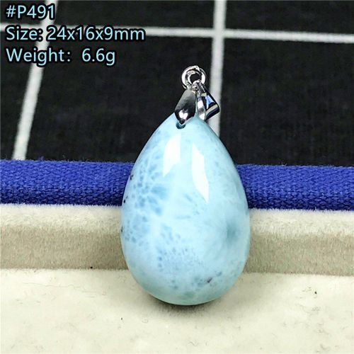 Pendentif Larimar Bleu Naturel, Bijoux Pour Femmes Et Hommes, Perles En Cristal De 24x16x9mm, Argent, Motif D'eau Reiki Dominica, Pierre Aaaaa