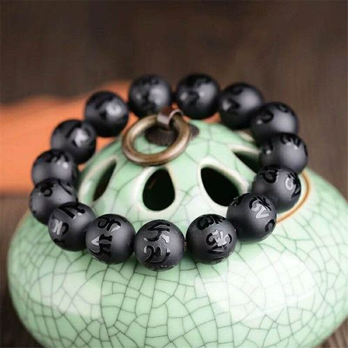 Bracelet En Obsidienne Naturelle Noire Pour Hommes Et Femmes, Pierres Précieuses, Perles Rondes Rares, 10mm, 12mm, 14mm, 16mm, 18mm, Aaaaaa
