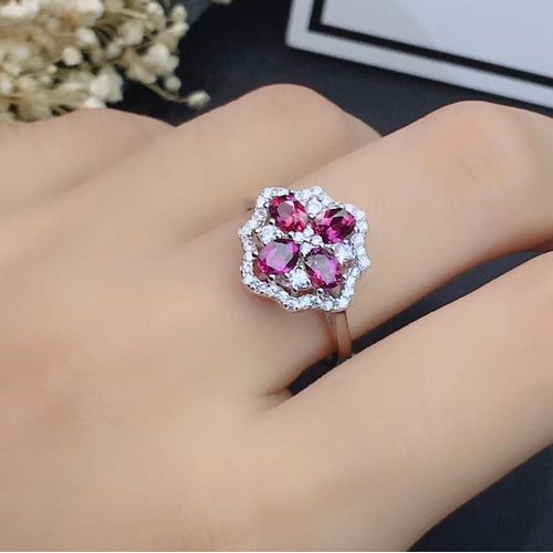 Bague En Argent Sterling 925 Incrustée De Grenat Naturel, Modèles Féminins, Support, Détection De Beauté