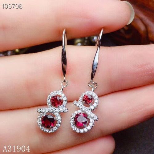 Boucles D'oreilles De Luxe Pour Femmes, Bijoux En Argent Sterling 925 Incrusté D'aluminium Magnésium Grenat Naturel, Bijou De Luxe, Support Detec