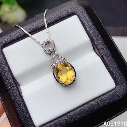 Collier En Citrine Incrustée En Argent Sterling 925, Pendentif Populaire À La Mode Pour Femmes