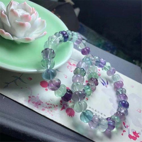 Bracelet En Fluorite Colorée Naturelle, 10mm, Pour Femme Et Homme, Cadeau De Guérison, Cristal, Forme De Citrouille, Bijoux En Pierres Précieuses, Aaaaa