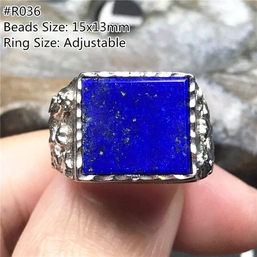 Bague Lapis Lazuli Bleu Royal Pour Homme Et Femme, Bijou En Argent, Perles Porte Bonheur, Pierre Ajustable, Aaaaa