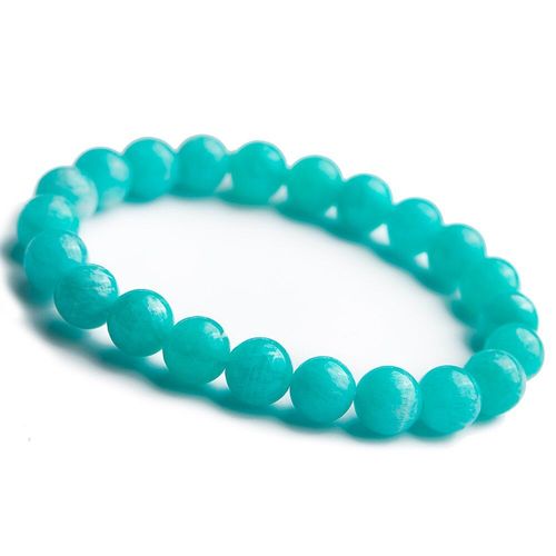 Bracelet En Amazonite Verte Naturelle Pour Hommes Et Femmes, Bijou En Cristal, Perles Rondes De Guérison, Extensible, 9mm, 100%