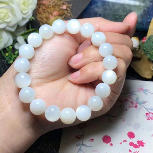Bracelet En Pierre De Lune Blanche Naturelle Pour Femme Et Homme, Perles Rondes En Cristal, Cadeau De Guérison, Amour, 10mm, Aaaaa