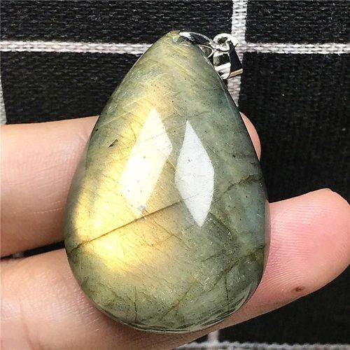 Pendentif En Labradorite Jaune Naturelle Pour Homme Et Femme, Bijoux En Perles De 47x21x11mm, Cristal Argenté, Goutte D'eau, Pierre De Lune, Aaaaa