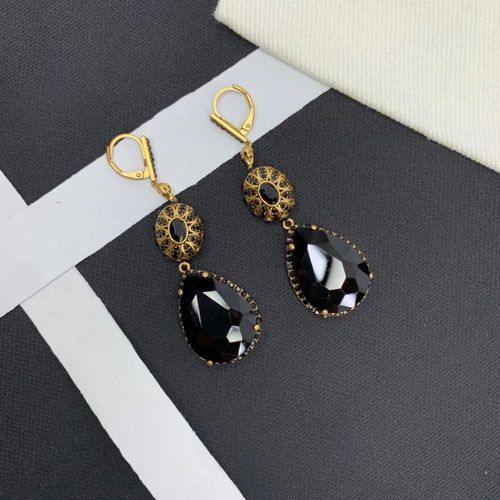 Boucles D'oreilles En Cristal Pour Femmes, Top Plaqué Or, Noir, Rouge, Tendance, Vintage, Luxe, Design Punk