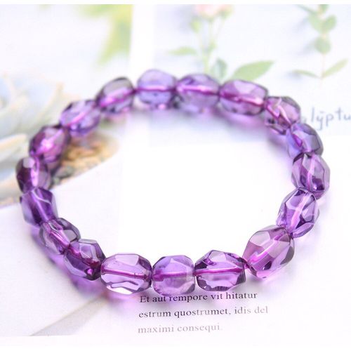 Bracelet De Perles En Quartz Améthyste Violette Naturelle, 10x8mm, À Facettes, Pour Femmes Et Hommes, Extensible, À La Mode, Aaaaa