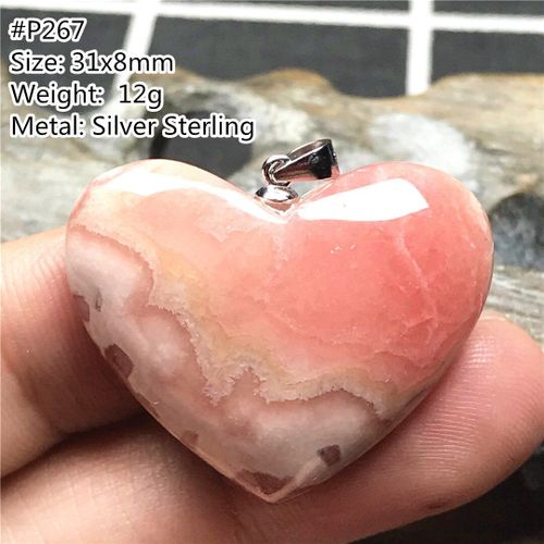 Pendentif En Forme De C¿Ur En Rhodochrosite Rouge Naturel, Bijoux Pour Femmes Et Hommes, Perles En Cristal De Guérison En Argent, Chance, Amour, Cadeau, Pierre Argentinienne Aaaaa