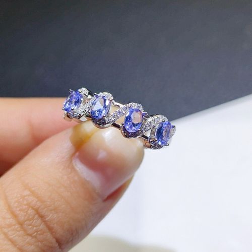 Bague En Argent Sterling 925 Incrustée De Tanzanite Naturelle Pour Femme, Bijoux Luxueux, Bague De Soutien, Détection, Boutique