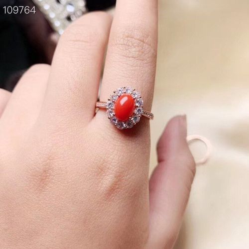 Bague En Corail Rouge Naturel Incrusté En Argent Sterling 925, Bijoux Fins, Bague Tendance Pour Femmes, Détection De Support