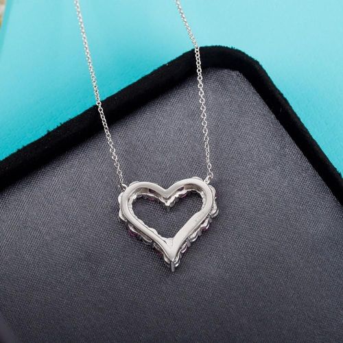 Bijoux De Marque En Argent Sterling 925 Pur Pour Femmes, Top En Diamant Rose, Pendentif En Forme De C¿Ur, Collier Plaqué Platine