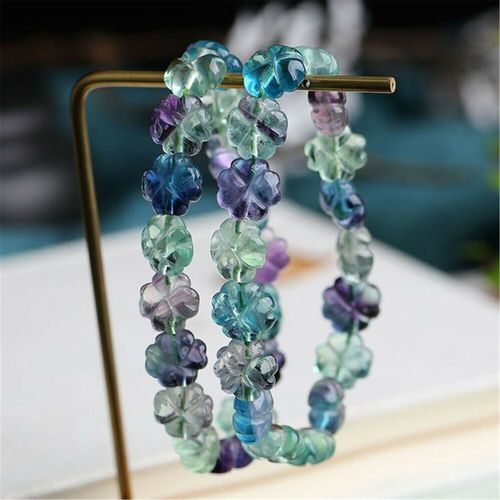 Bracelet En Quartz Fluorite Colorée Naturelle, 12x12mm, Perles De Fleurs Claires, Bijoux Rares Pour Femmes Et Hommes, Amour Aaaaa