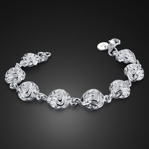 Bracelet Romantique En Argent Sterling 925 Pour Femmes, Cadeaux De Noël, Saint Valentin, Rose Blanche, Bijoux
