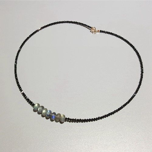Lily Bijoux Aurora Labradorite Noir Spinelles 925 Argent Sterling Or Couleur Collier Bijoux Délicats Livraison Directe