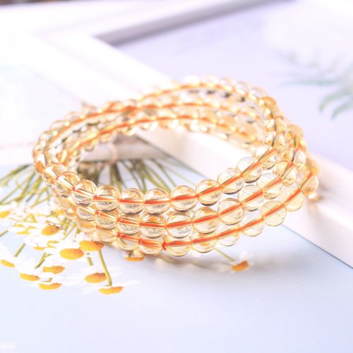 Bracelet En Cristal De Citrine Jaune Naturel Véritable, Perles Rondes Claires De 6.5mm Pour Femmes Et Hommes, 3 Tours, Riche Meilleur Cadeau Aaaaa