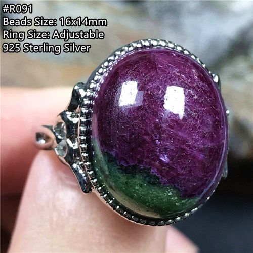 Bague En Pierre De Zoisite Rouge Rubis Naturel, 16x14mm, Cadeau Pour Femme Et Homme, Perles En Cristal, Argent Sterling, Bijoux Réglables, Aaaaa