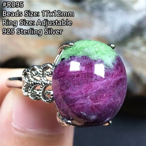 Bague En Pierre Naturelle Rouge Rubis Zoisite Pour Femmes Et Hommes, Bijoux Ajustable En Cristal 17x12mm, Perles En Argent Sterling, Aaaaa