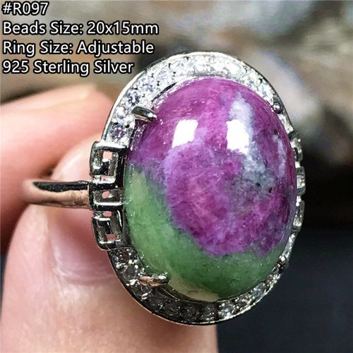 Bague Ajustable En Pierre Sterling 20x15mm Pour Homme Et Femme, Anneau En Pierre De Rubis Rouge Naturel, Perles De Cristal, Cadeau, Aaaaa