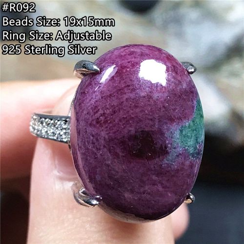 Bague En Pierre Naturelle Rouge Rubis Pour Femme Et Homme, Bijoux Ajustable En Cristal, Perles En Argent Sterling, 19x15mm, Aaaaa